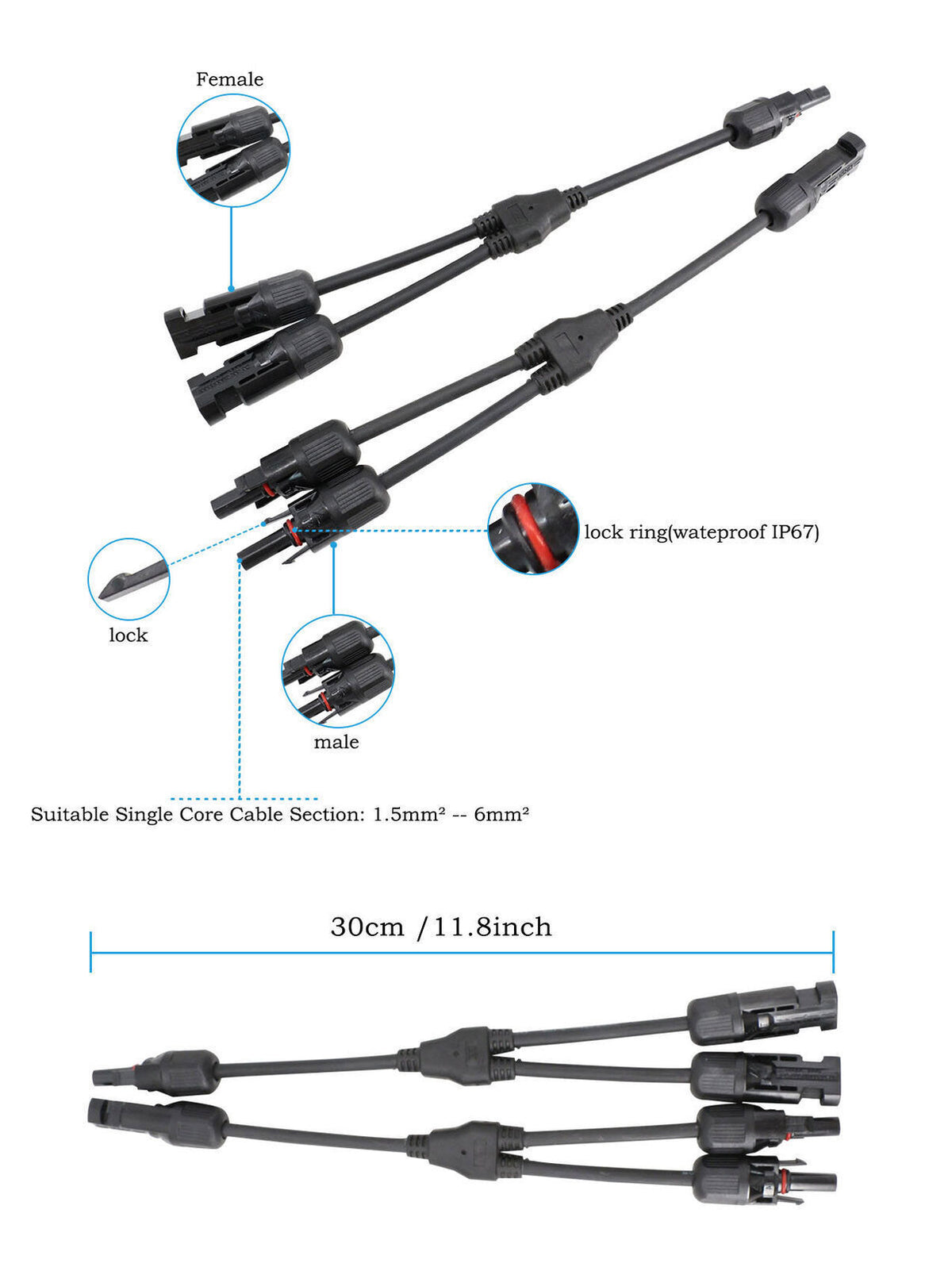 BigBlue MC4 Y-Branch Solar Cable